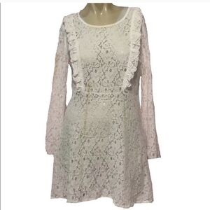 Harlow & Graham lace sheath bell sleeve long sleeve scoop neck dress sz M